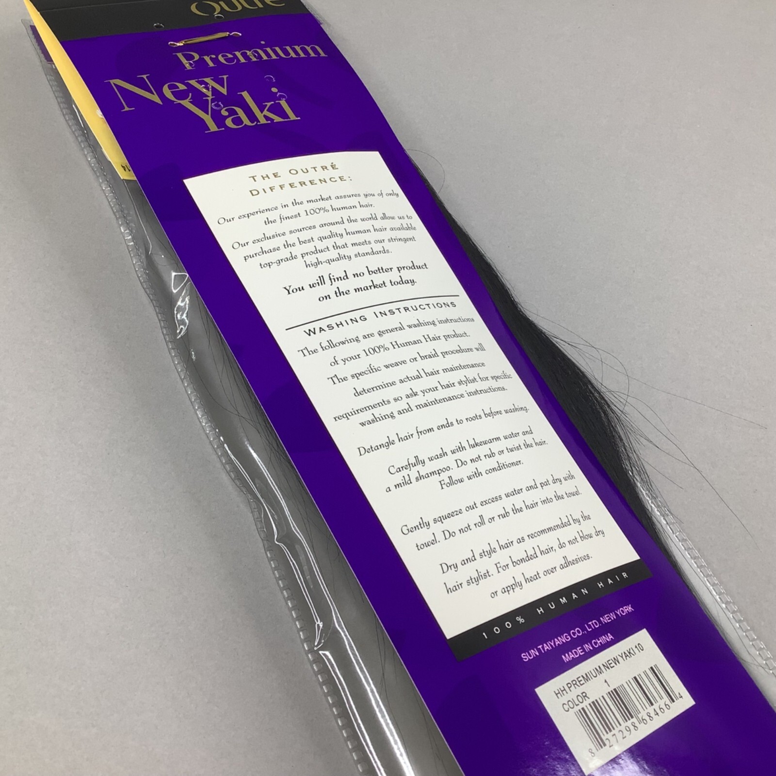 New Yaki #1 Jet Black 10” Straight 100% Human Hair Extensions