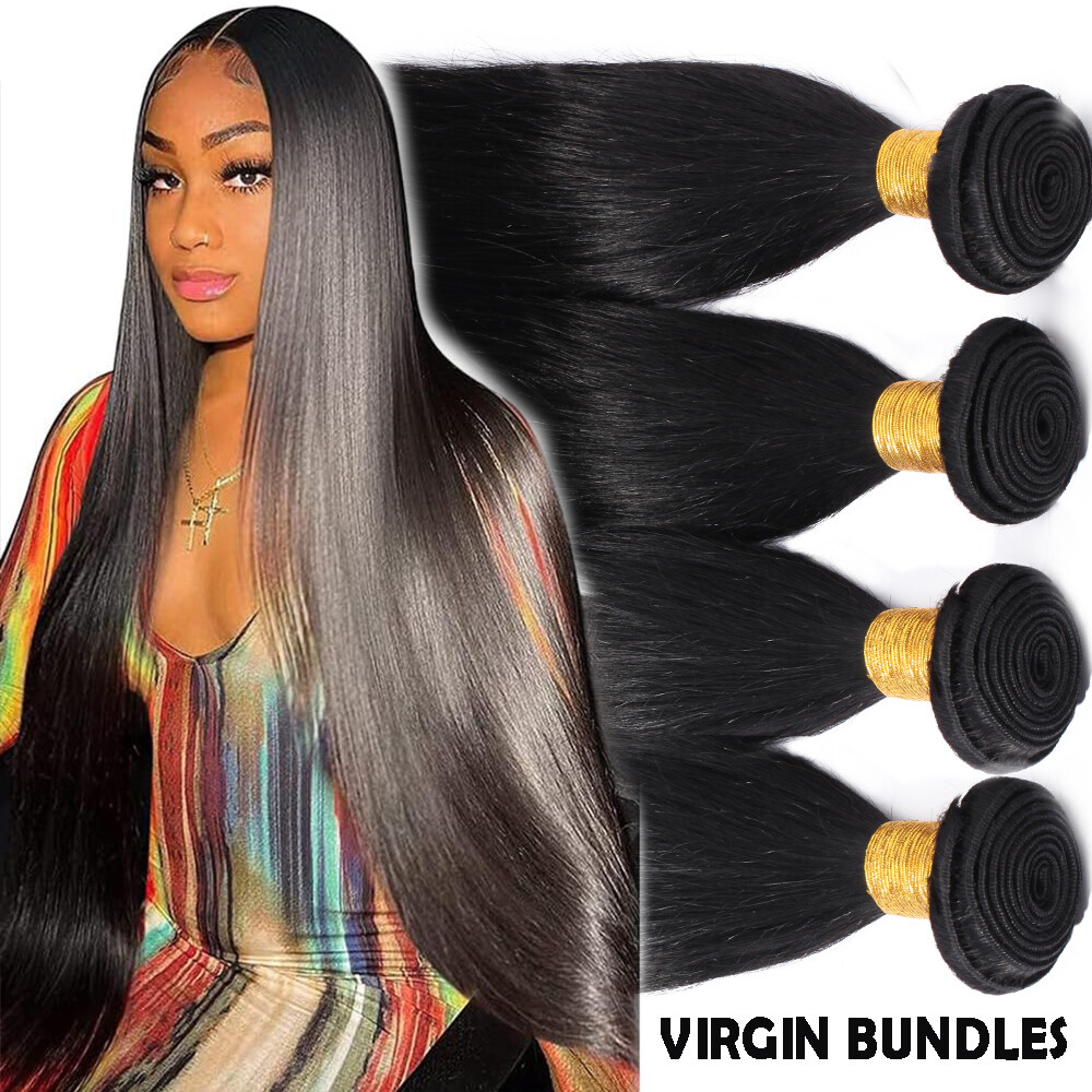 CLEARANCE 1-3Bundles Virgin Human Hair Extensions Brazilian Straight Silky 8-30″
