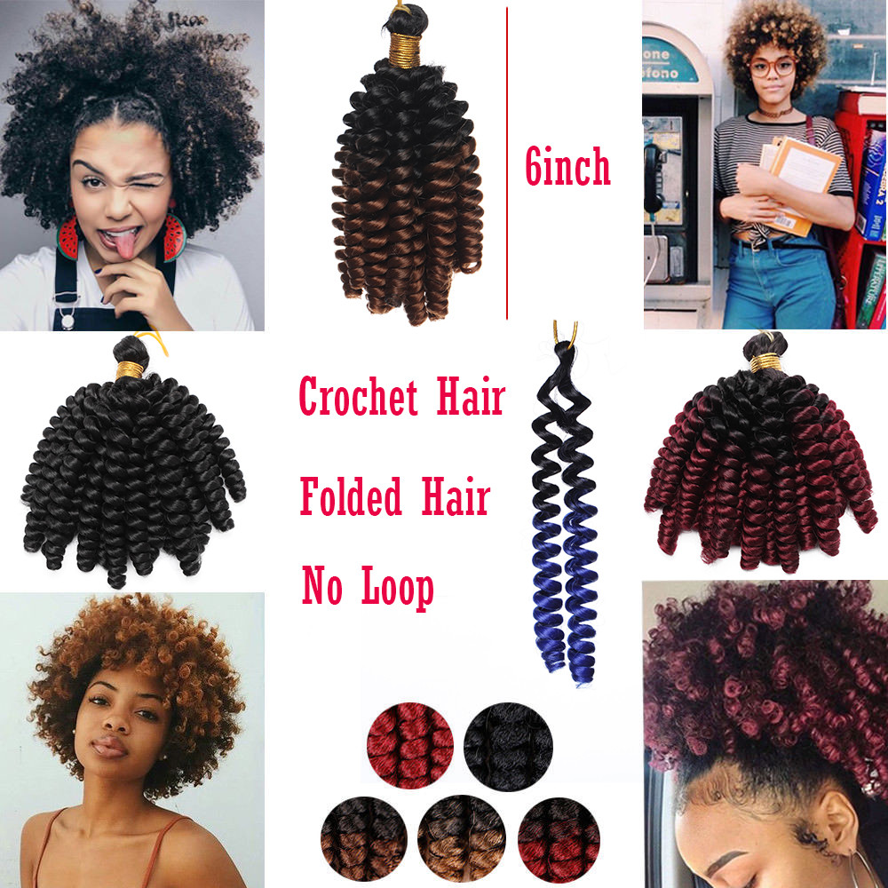 Real Thick Spring Twist Braiding Hair Extensions Bounce Curly 6″ Crochet Braid