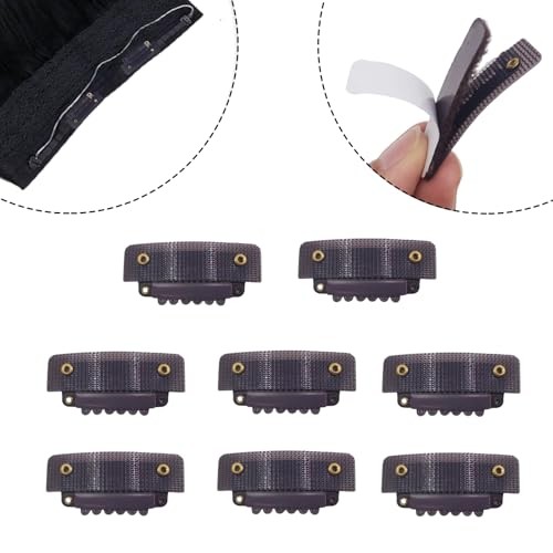 8PCS 2-in-1 Self-Adhesive Hook-and-Loop Wig Clips – Peel-and-Stick Dark Brown