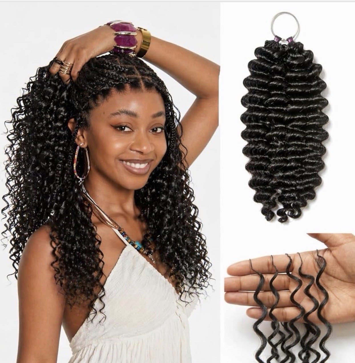 LUVME Deep Wave Crochet Hair 16 inch, 130g