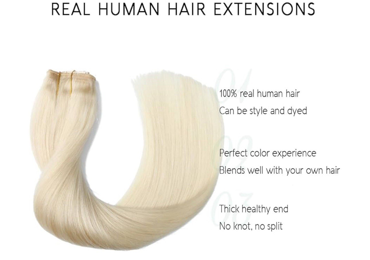 VINBAO Wire Hair Extensions Human Hair 60 Platinum Blonde 85g 20in wire#60