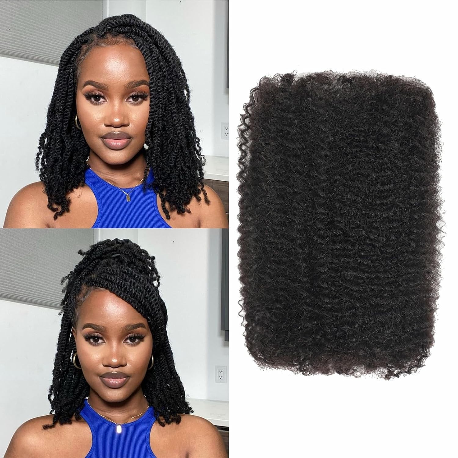 Full Head of Locs with 6-8 Packs of Afro Kinky Bulk