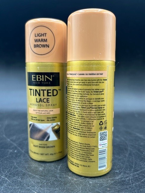 LOT OF 2 – EBIN NY Tinted Lace Spray Light Warm Brown 2.7oz NEW