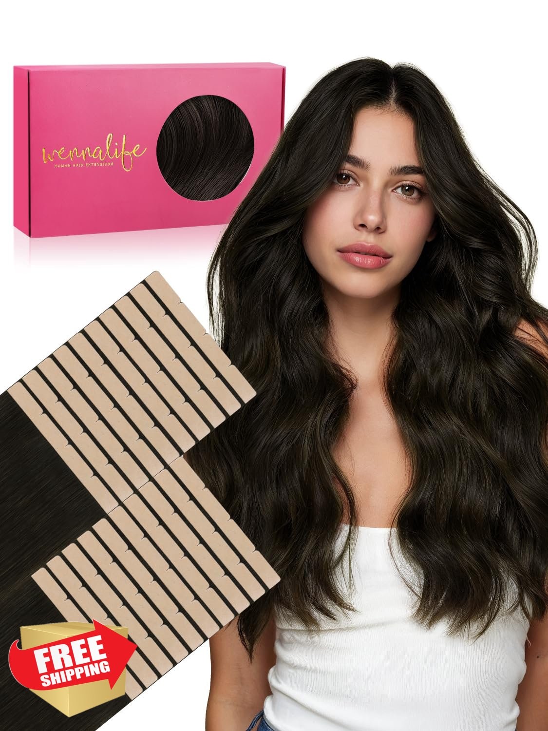 Wennalife 8cm Tape in Hair Extensions Natural Black