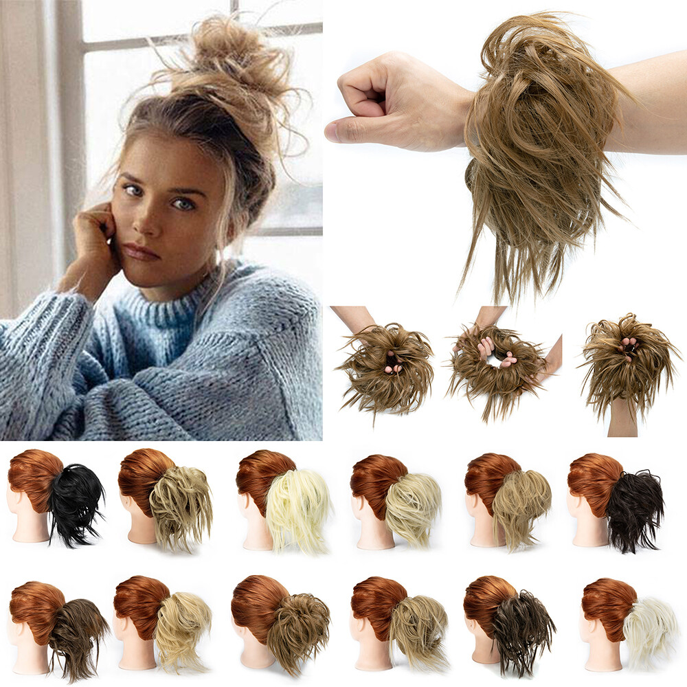Large Messy Bun Scrunchie Hair Extensions Ponytail Wrap Hair piece As Human US