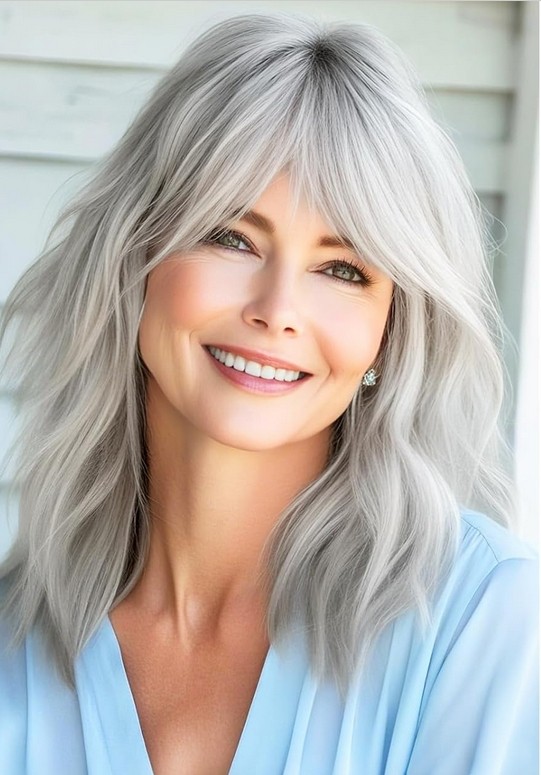 Ombre Light Grey Wave Wig 100% Human Hair 13×4 Lace Front Wig for Women