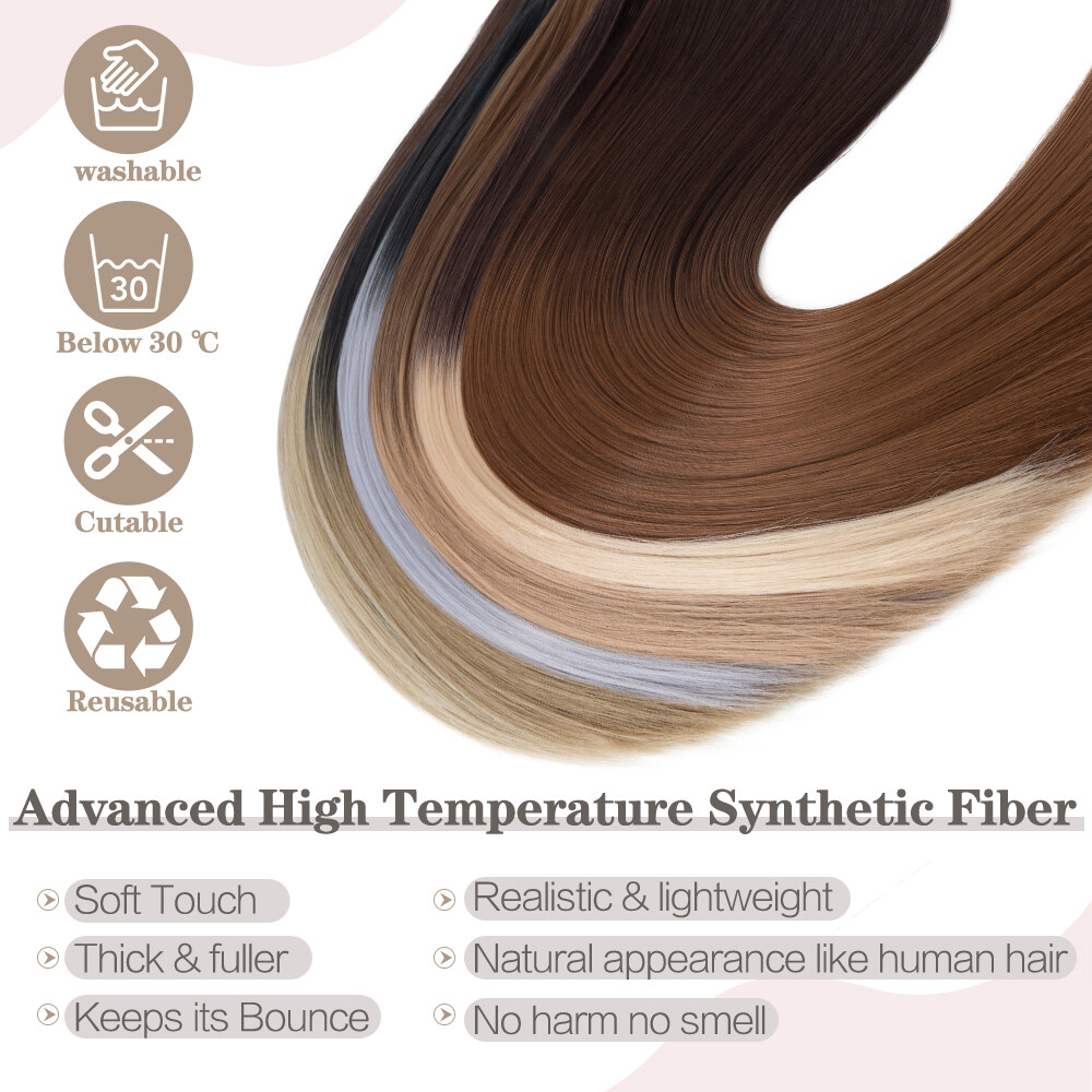 100% as remy human Hair Long Full Head Clip in on Hair Extensions Thick Ombre US