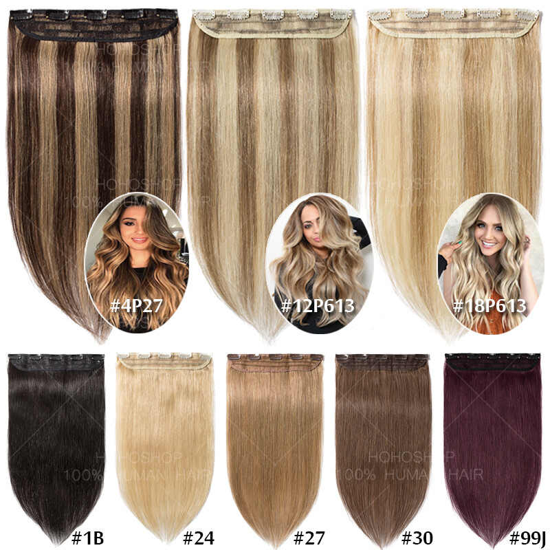 Balayage One Piece Clip In Real THICK Remy Human Hair Extensions Full Head Weft