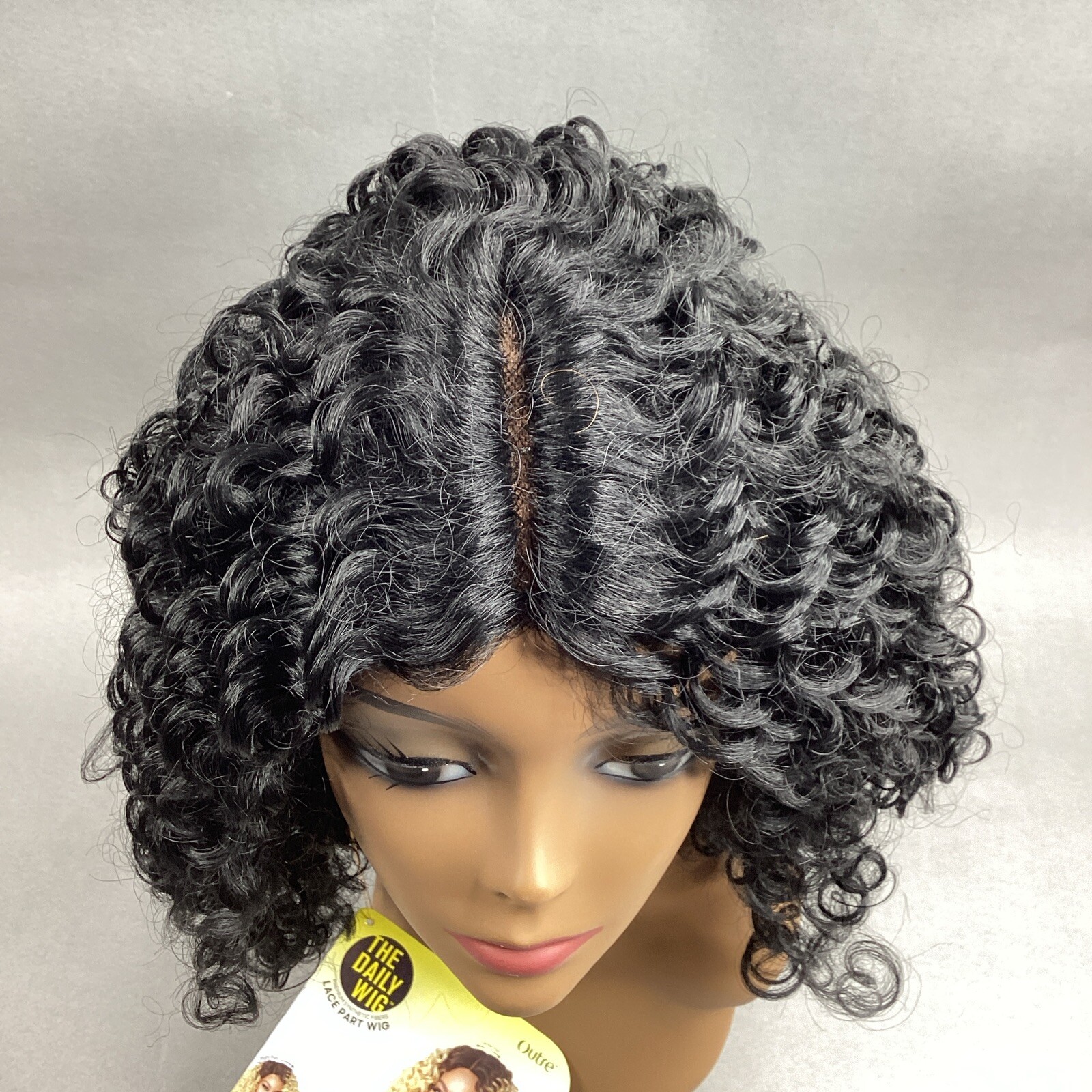 Deandra Long Curly #1 Jet Black Premium Synthetic Lace Part Wig