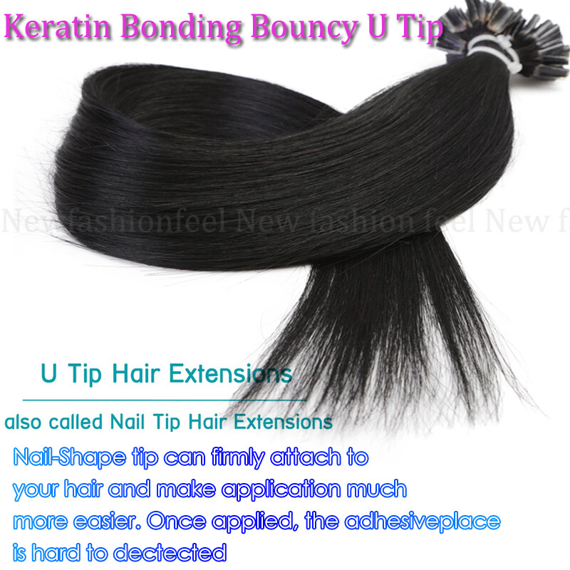 High Keratin Fusion Pre-Bonded Nail U Tip 100% Remy Human Hair Extensions R03