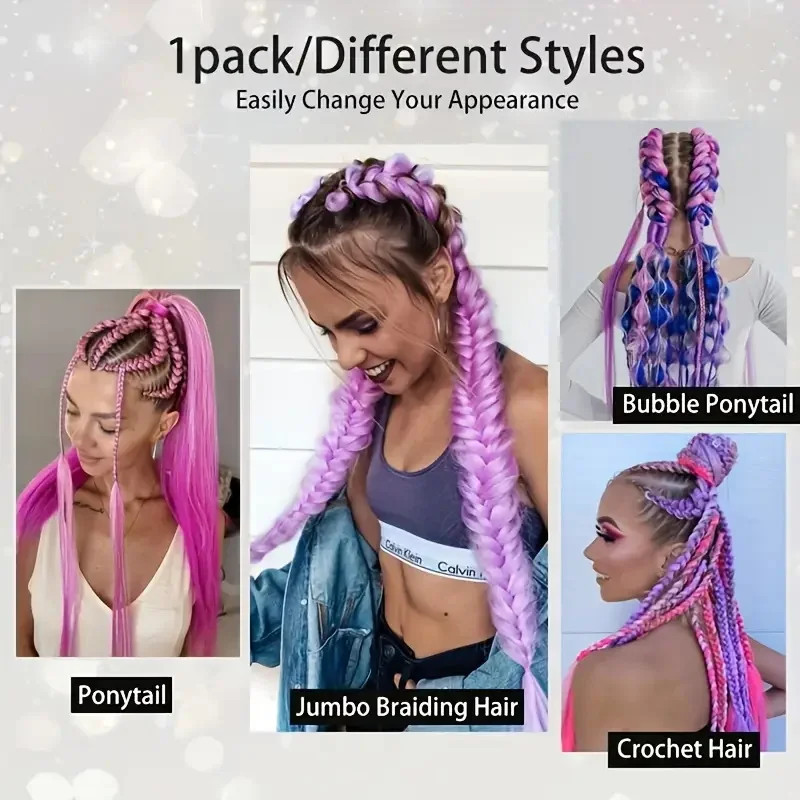 Synthetic Ombre Elastic Band Ponytail Hair Extension DIY Twist Braid for Women
