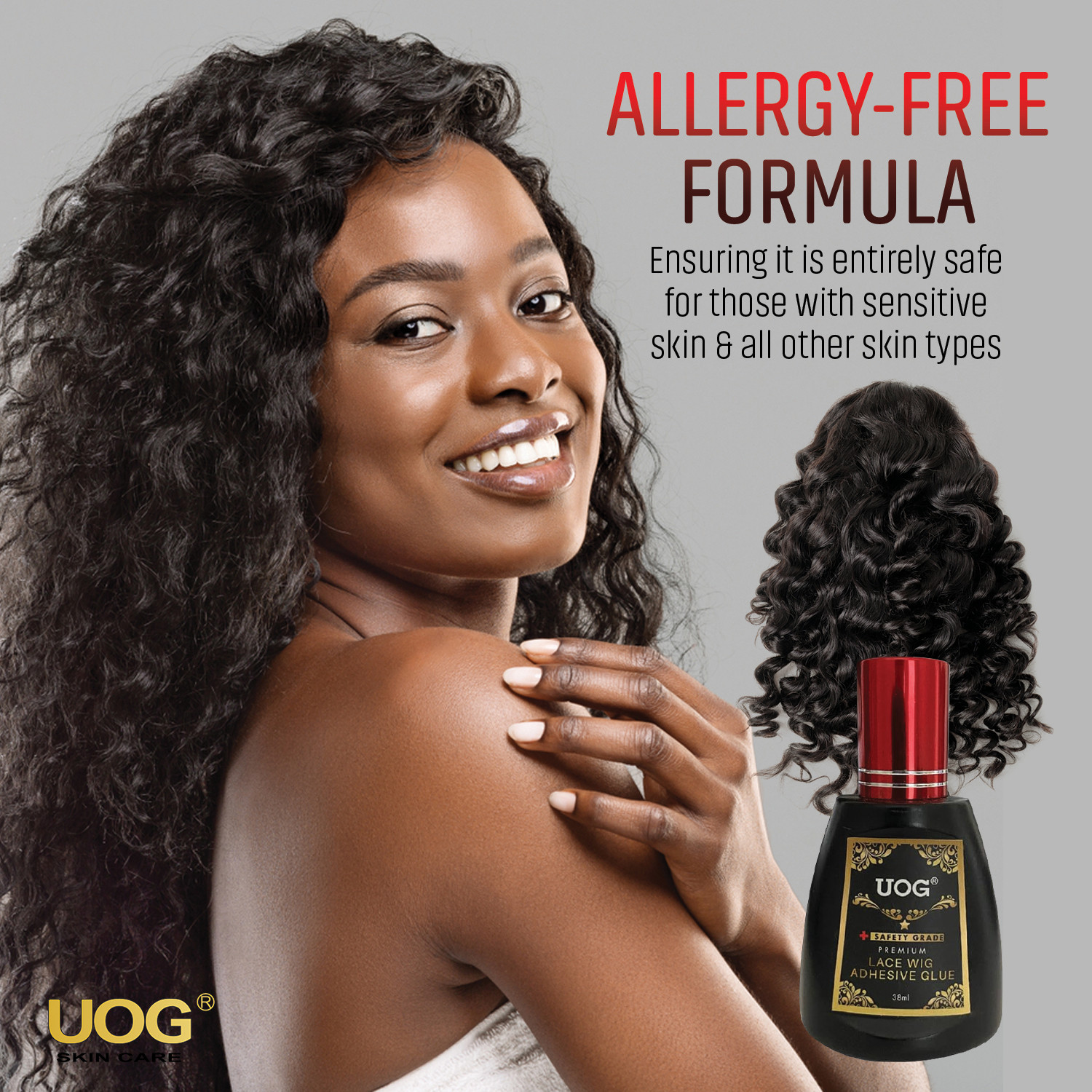 UOG Wig Glue Adhesive. Allergy-Free,2-4 Layers Around 15-20 Minutes Installation