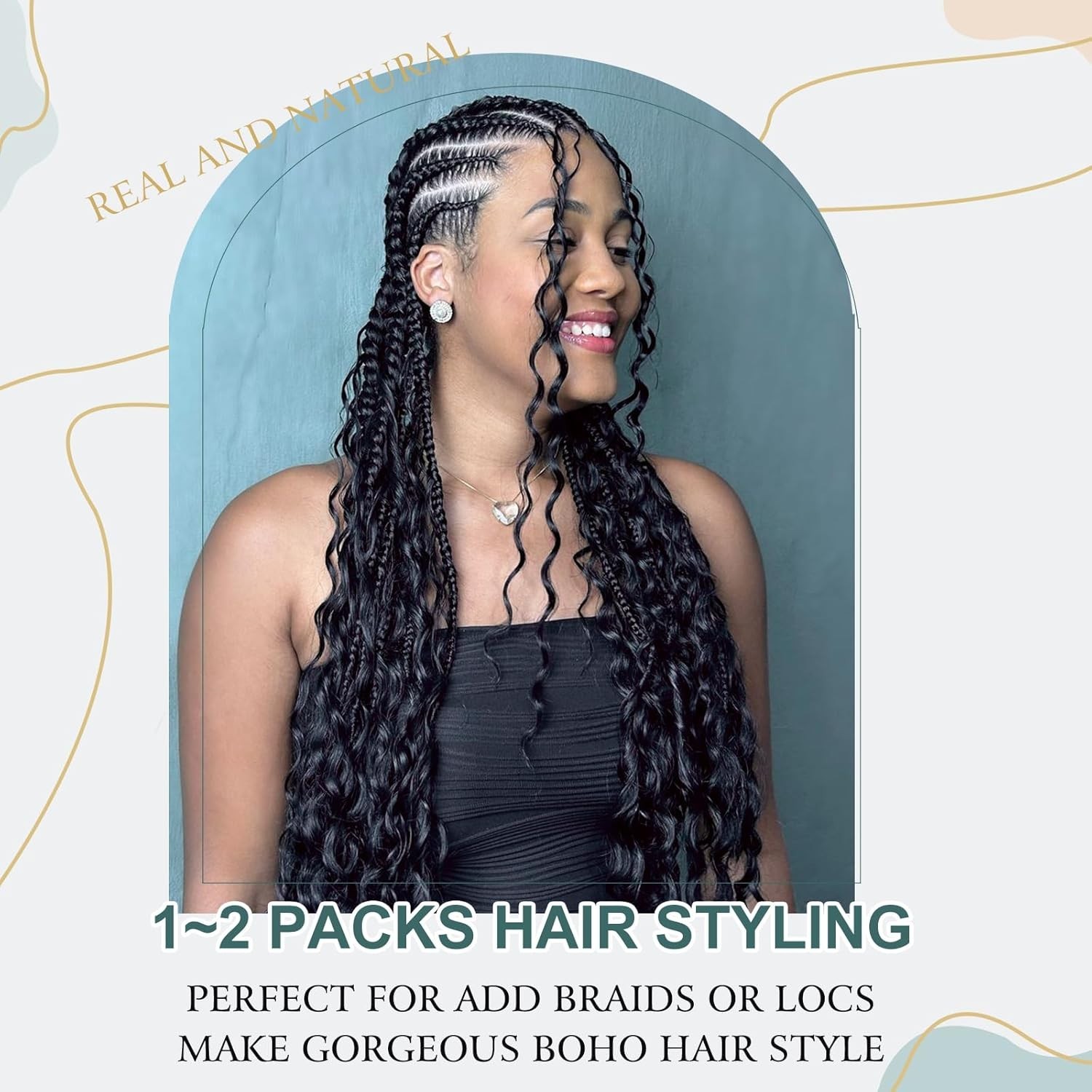 Human Crochet Hair Deep Wave hair extension Natural Color 50 grams Per Pack