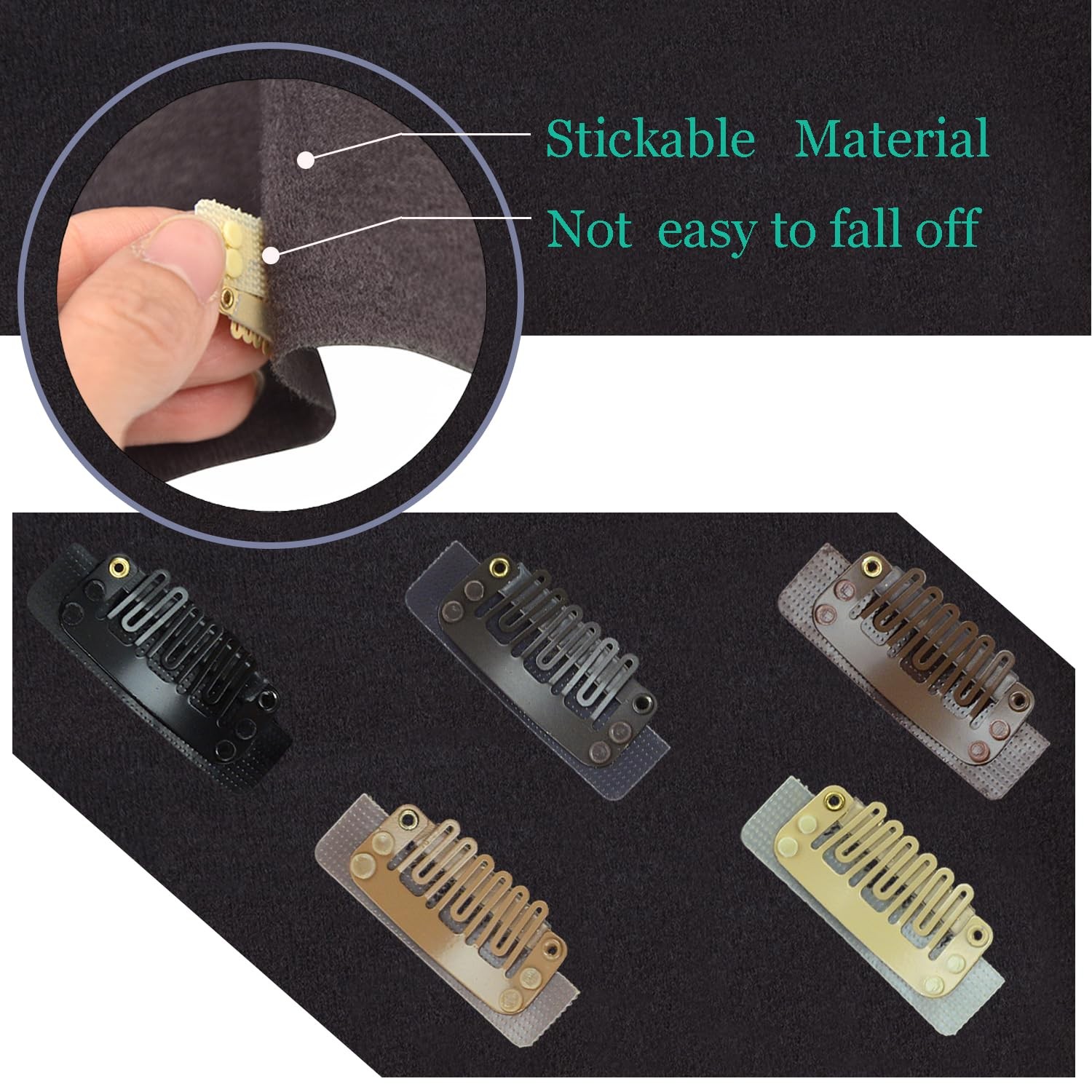 6 Pcs Stickable Clips U-Shape Snap Clip 32mm 6-Teeth Hair Extensions Clips fo…