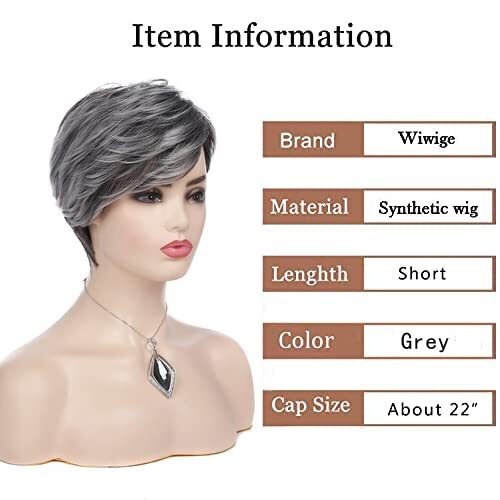Womens Short Grey Wig Layered Synthetic Heat Resistant Pixie Hair Wig Daily US