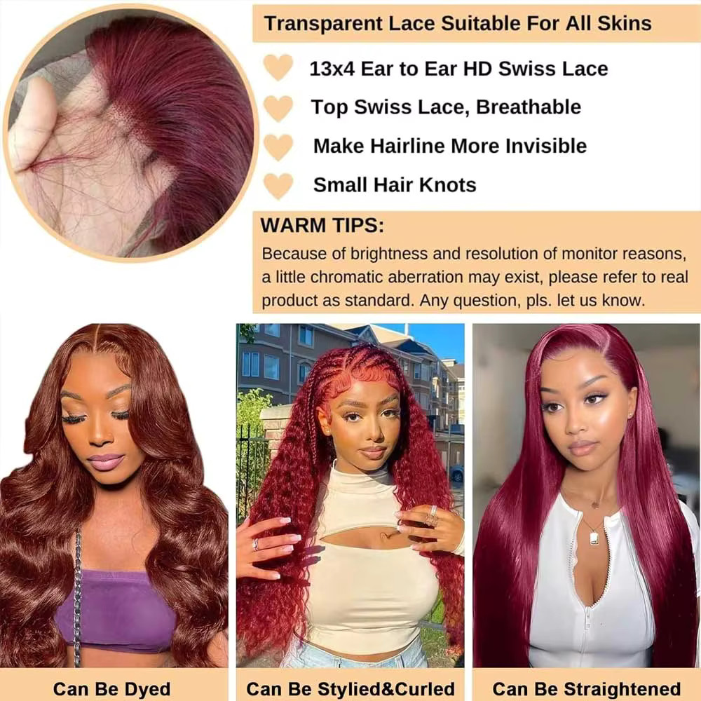 9Burgundy Wavy Human Hair Bundles Full Ends PRE PLUCKED Thick Full Wine Red Body