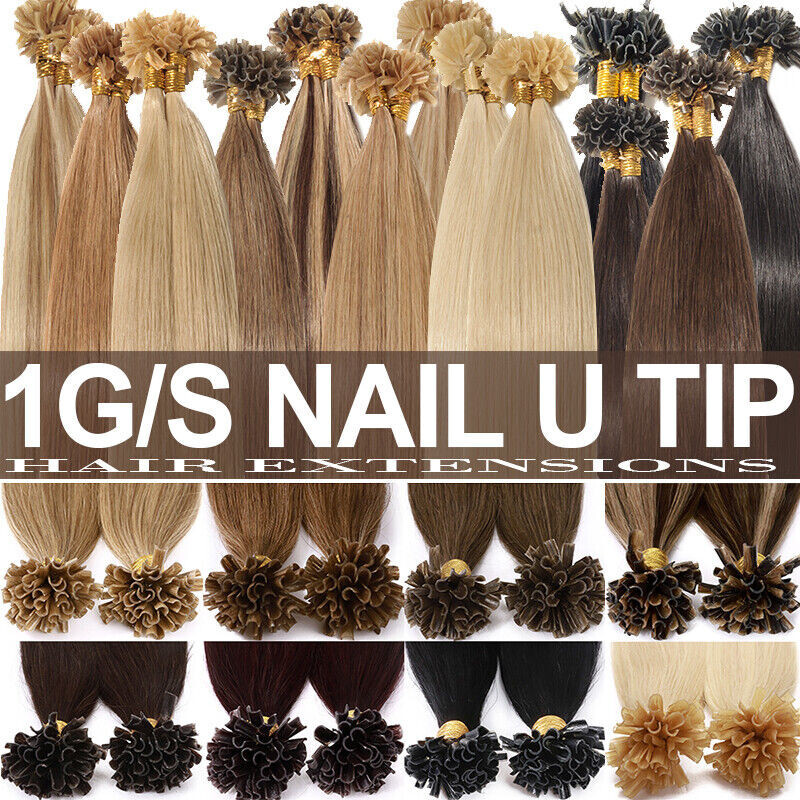 Pre Bonded U Tip Real Human Hair Extensions Keratin Fusion Nail Tip Remy Hair 1g