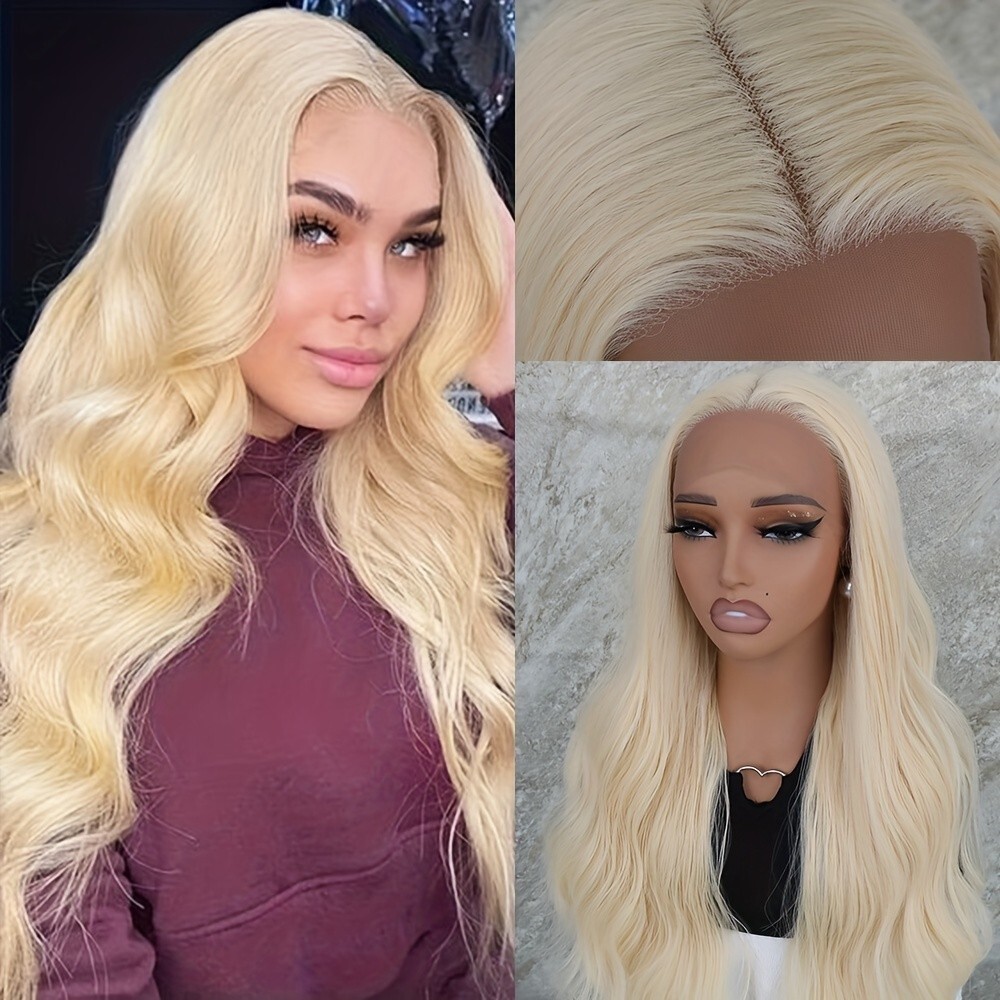 613 Blonde Lace Front Wigs Synthetic Glueless Brown Highlight Soft As Human Hair