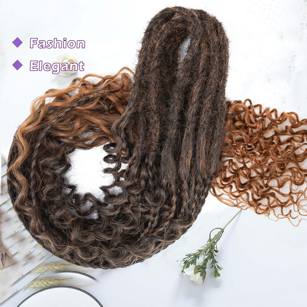 Brown Wool Dreadlocks Double Ended Dreads Extensions 22″ Folded Dreads Locs Wavy