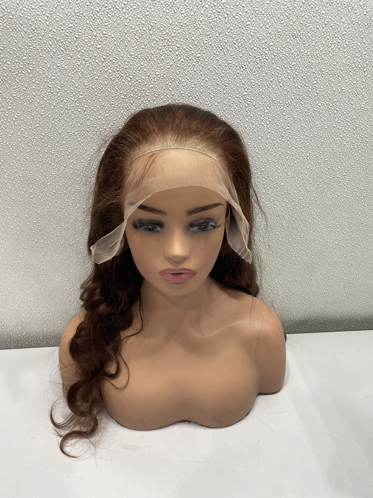 Brown Body Wave Human Hair Blend Glueless Lace Front Wig, 24″
