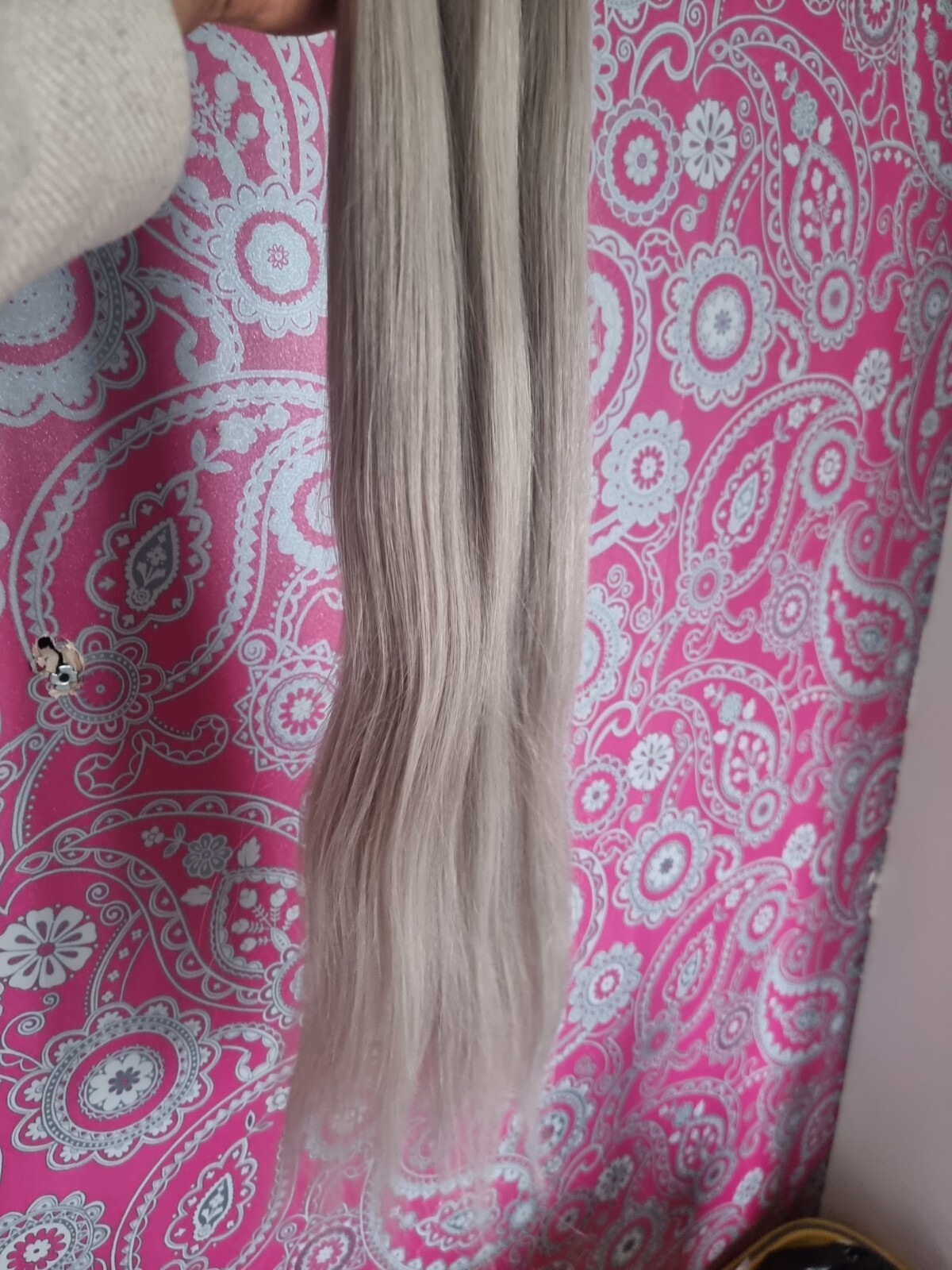 PURE SILVER GREY BRAZILIAN VIRGIN HUMAN HAIR SILKY STRAIGHT 30+30+30INCH 300g