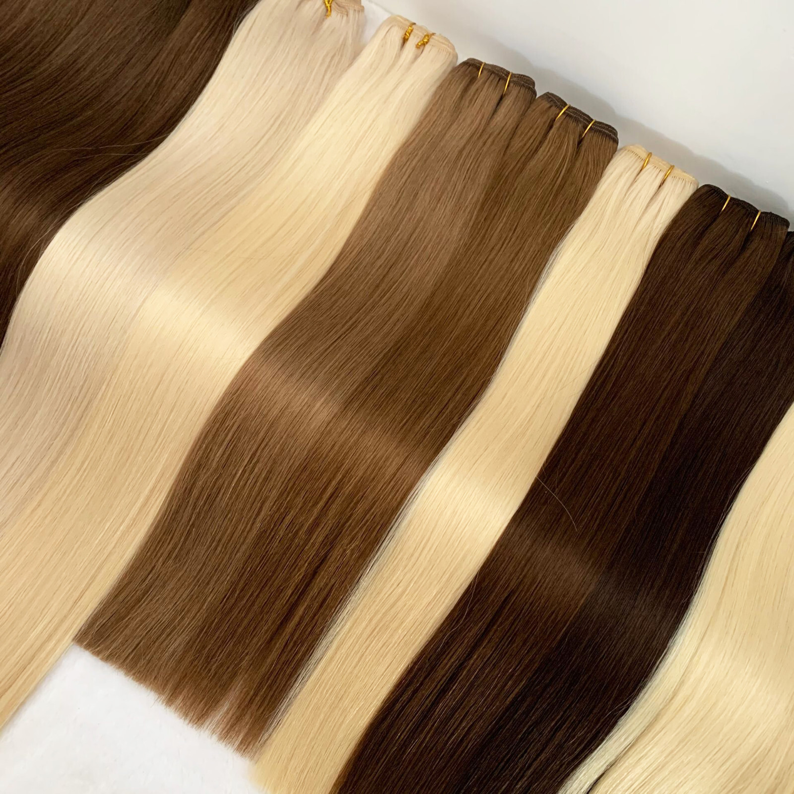 Weft Sew In Remy Human Hair Extensions Double Weave Hair Bundle Full Head Thick