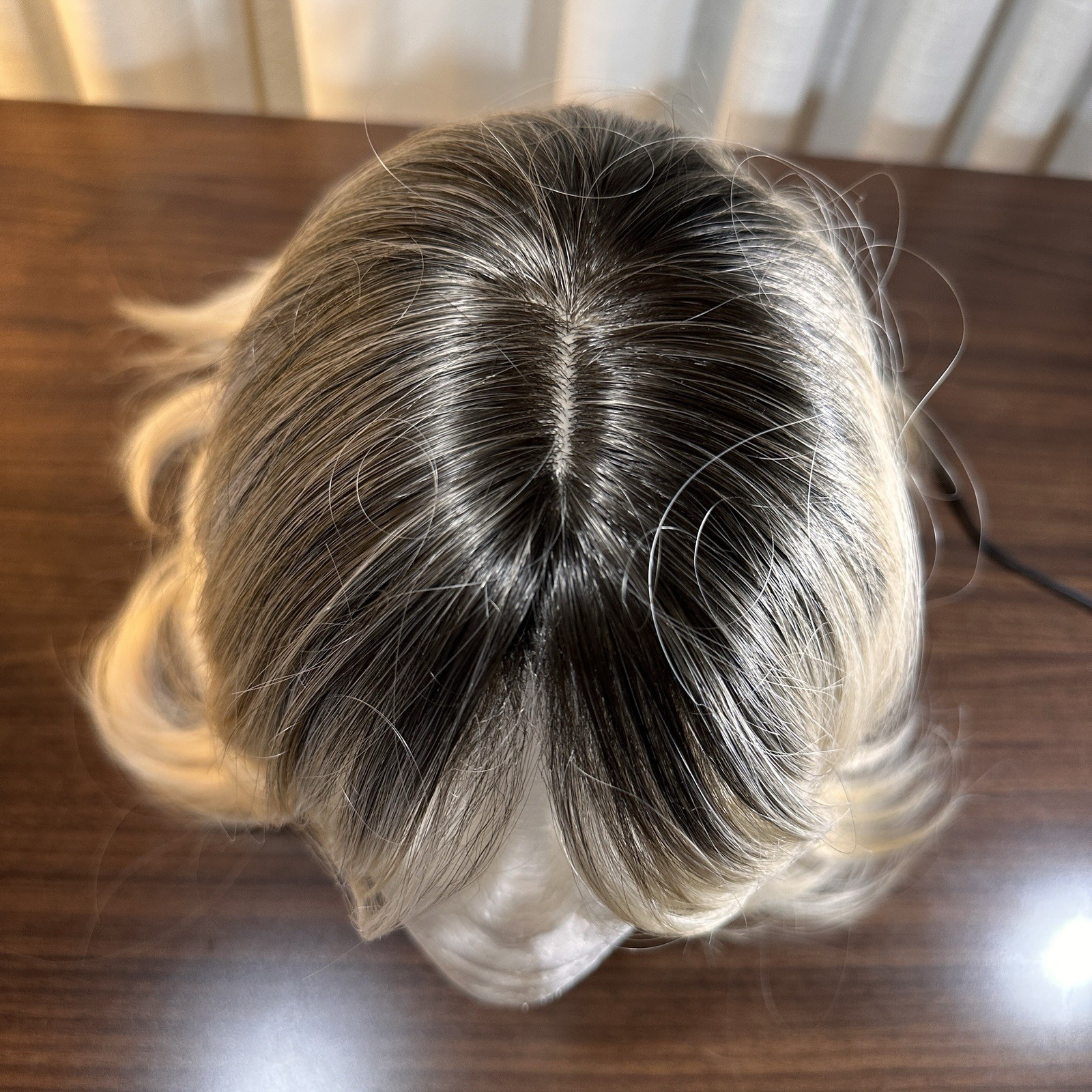 Blonde Ombre Wig Dark Roots Long Layered Synthetic Wig Natural Style