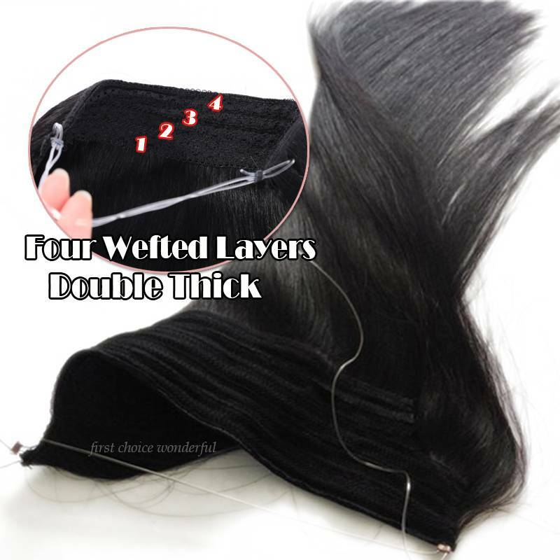 Thick Hidden Wire In 100% Remy Human Hair Extensions One Piece Wavy BLONDE