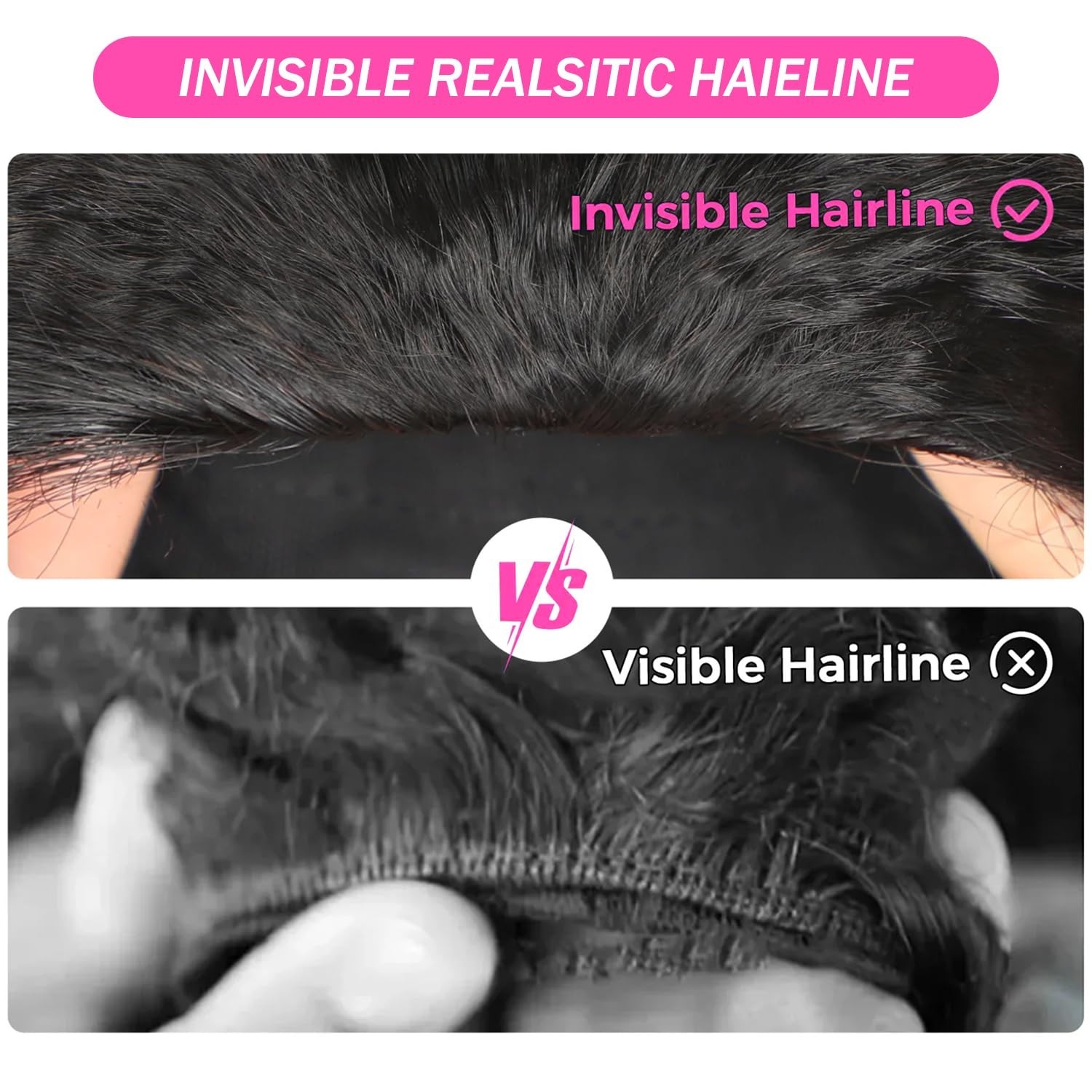 Kinky Straight 3-in-1 Half Wig Human Hair 180% Density Glueless Clip-In 24