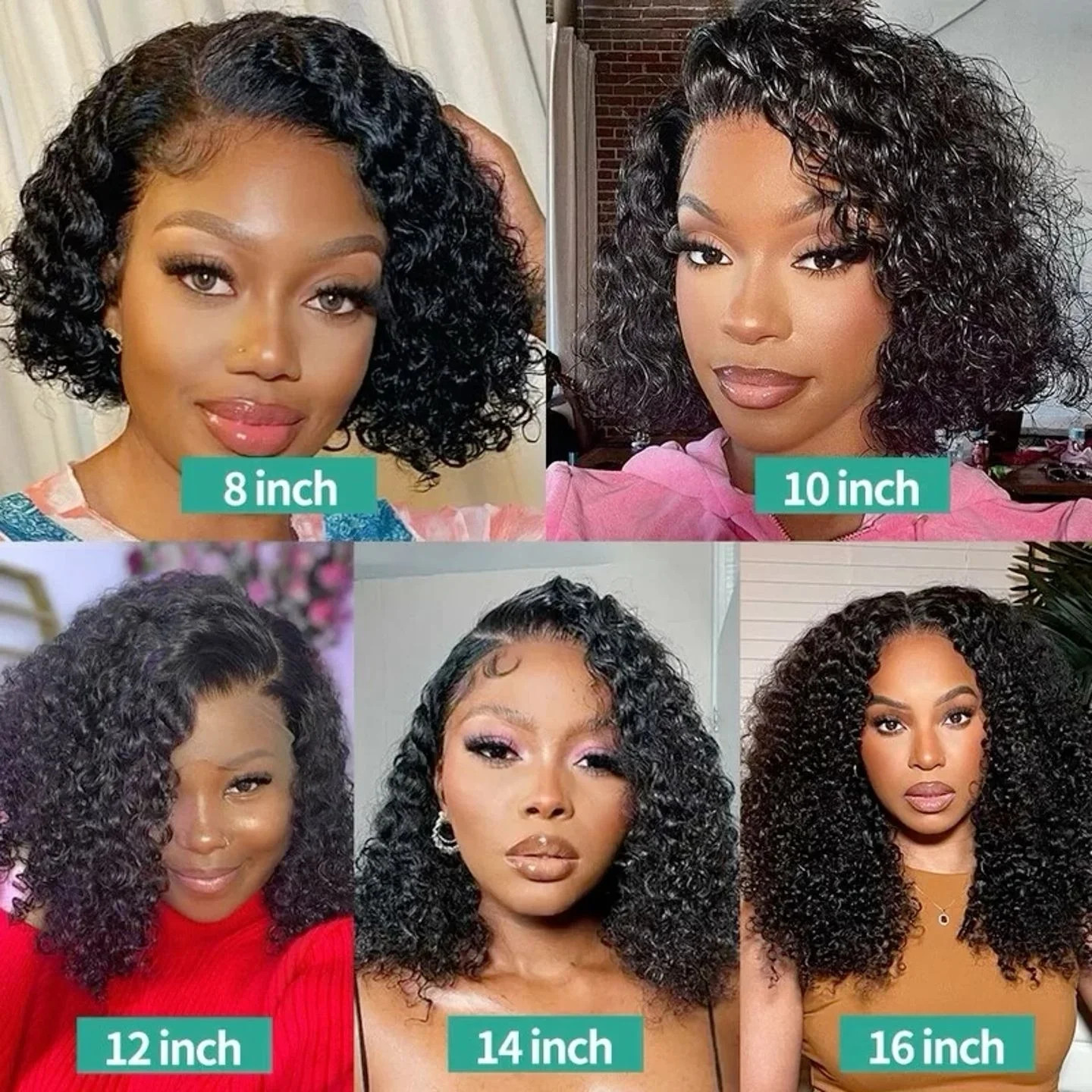 4×4 Wear and Go Lace Closures Wigs Human Hair Natural Black Color Kinky Curly