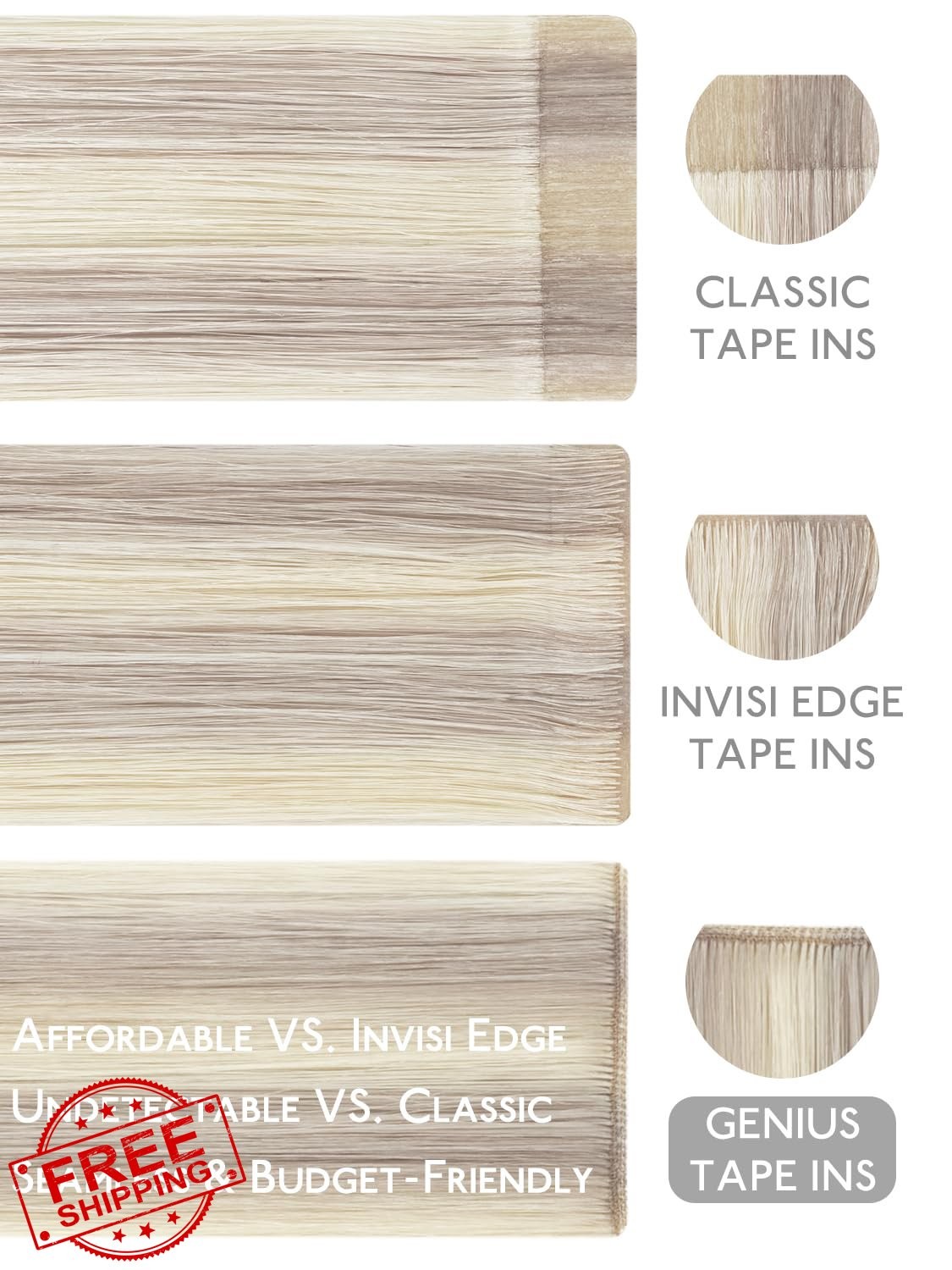 Wennalife Tape in Hair Extensions 24 Inch Ash Blonde