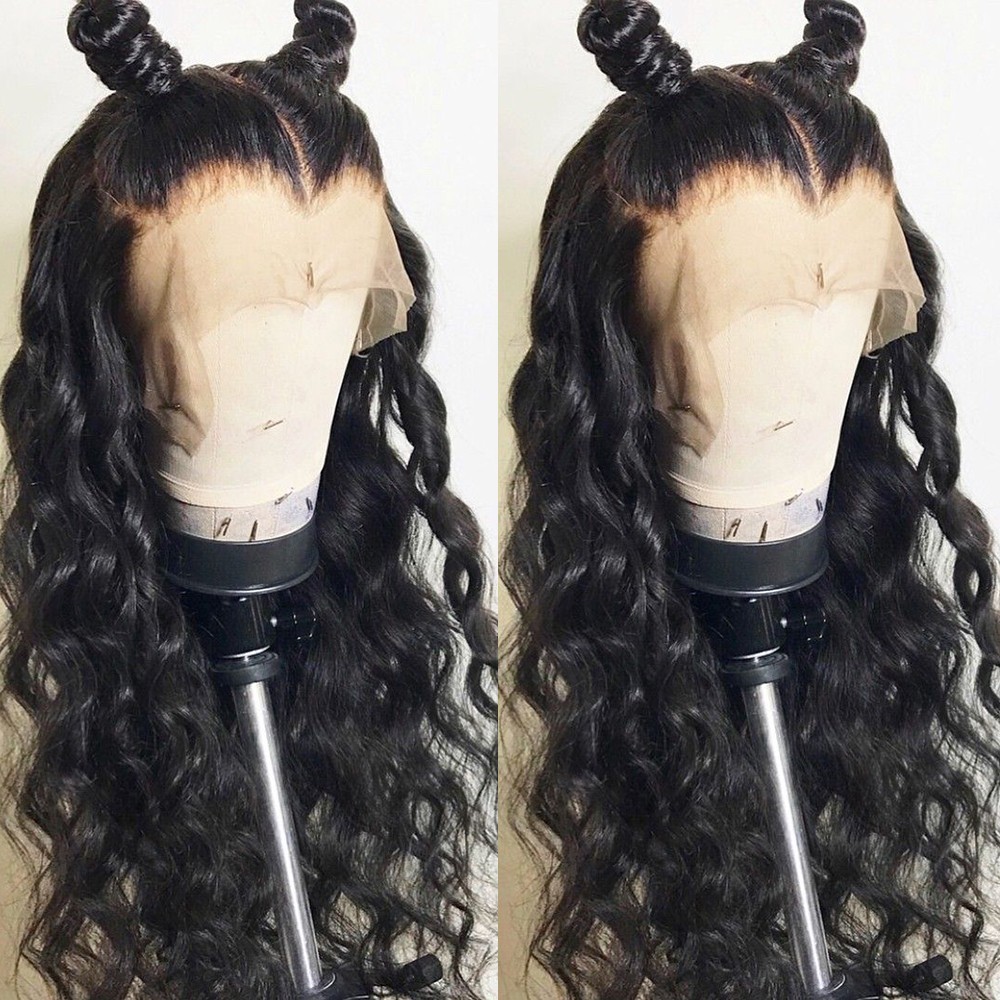 Pre Plucked Natural Hairline Glueless Lace Front Wigs Heat Safe Long Deep Wave