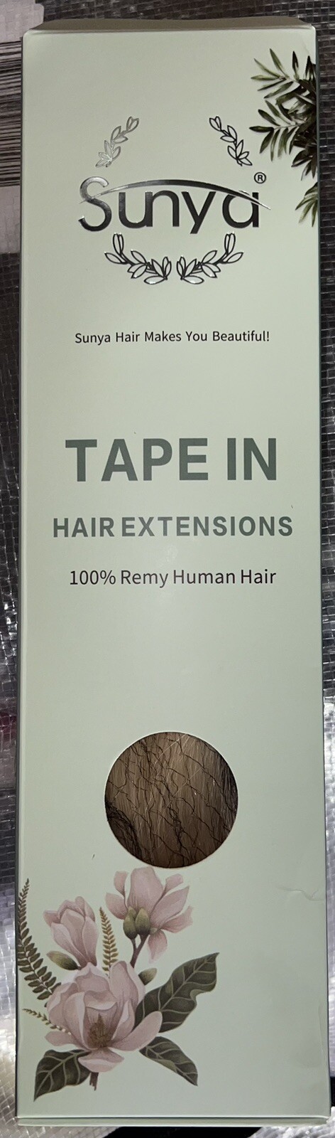 Sunya Platinum Blonde Tape in Hair Extensions Human Hair 14 Inch, 40g, 20pcs
