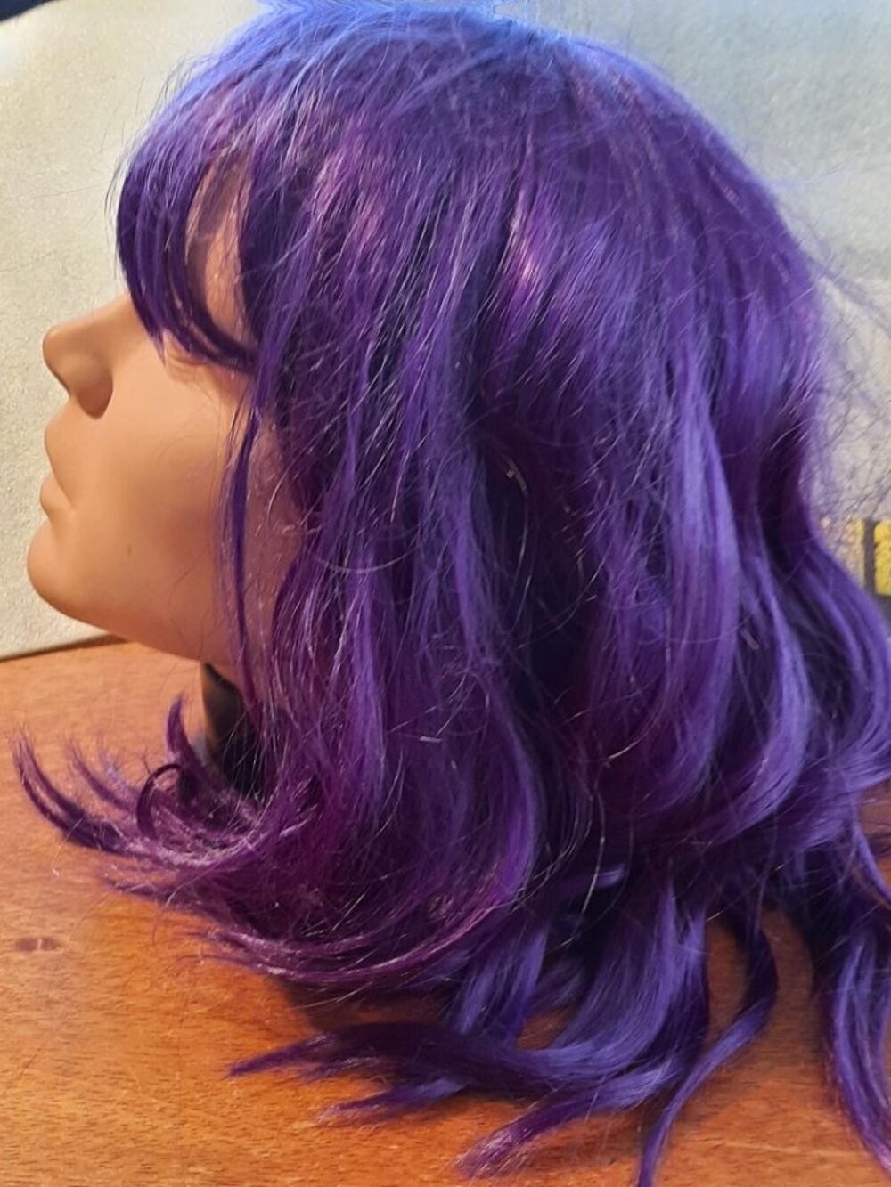 NEW ! Women Long 16 Inch Wig Curly Dark Purple