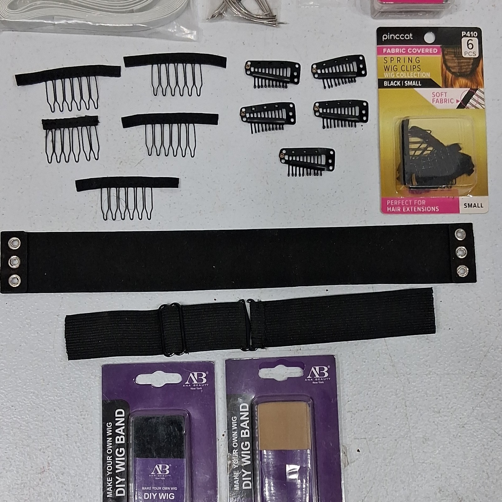 AB Beauty Softee pincat Jumbo Stylist Wig Clips Bands Closure Net Thread T-Pins
