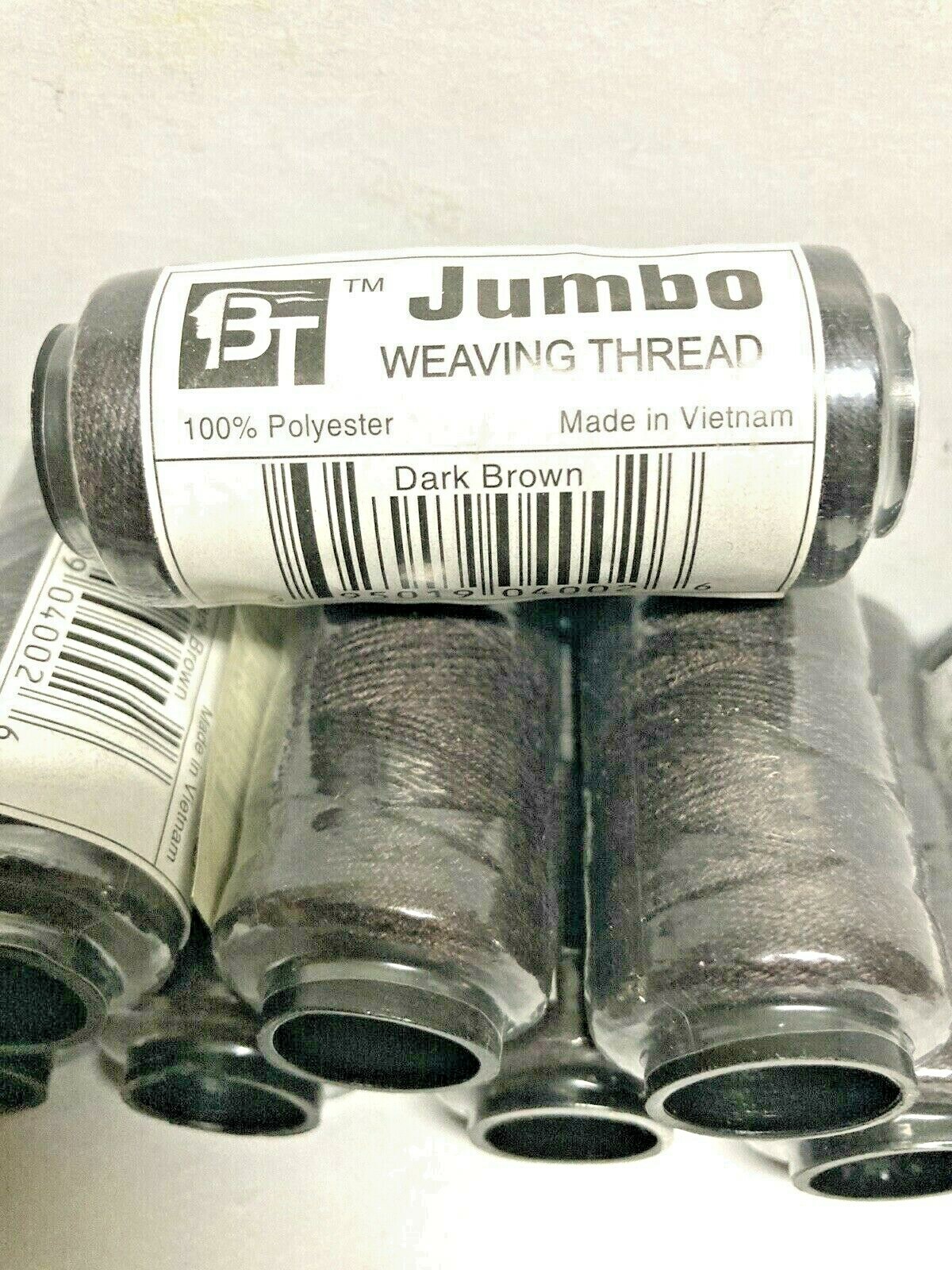 3 DARK BROWN WEAVING THREAD FOR WEFT HAIR BRAID EXTENSIONS 100% POLYSTER