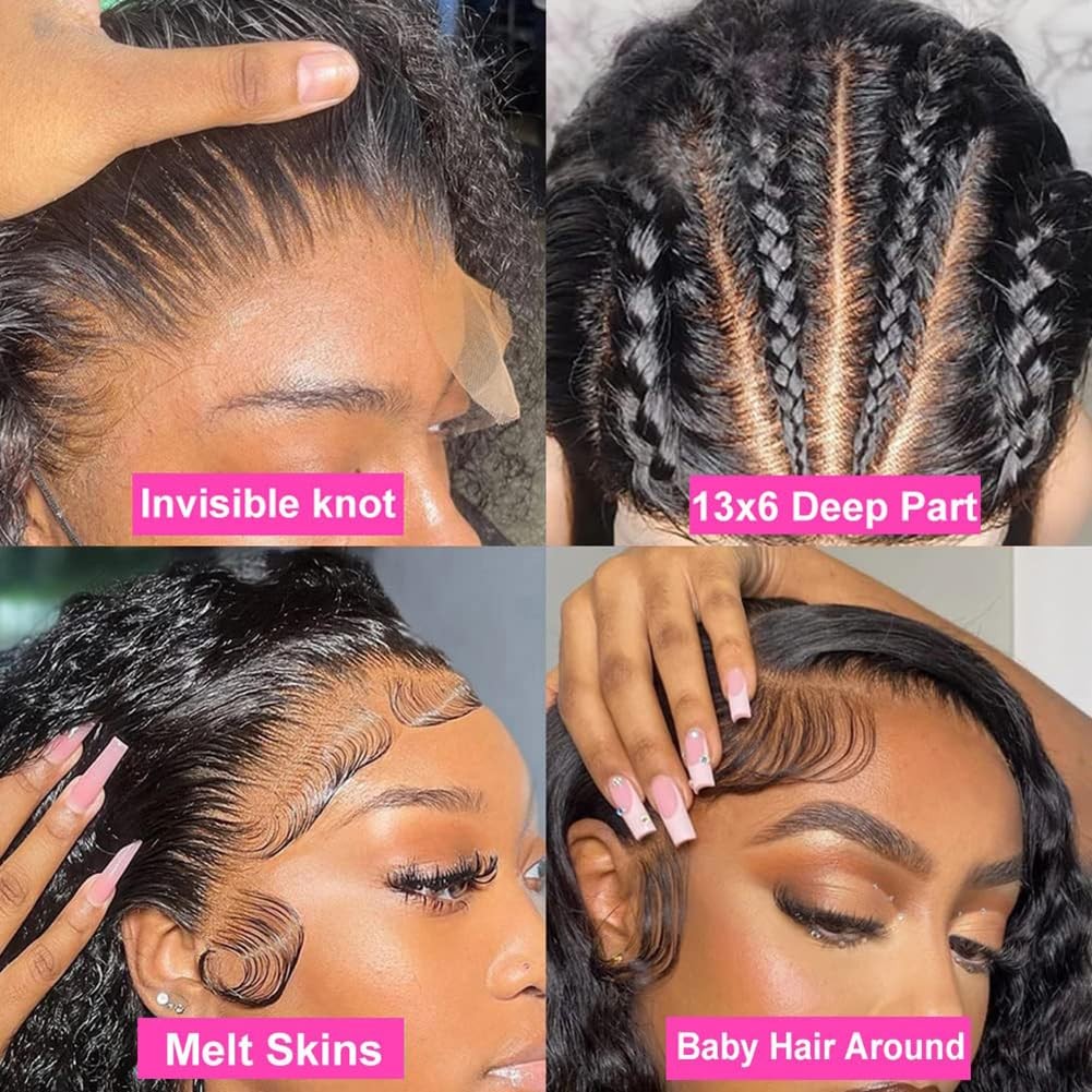 Leximi 13X6 Curly Lace Front Wigs Human Hair 200 Density 13X6 Hd Wet And Wavy