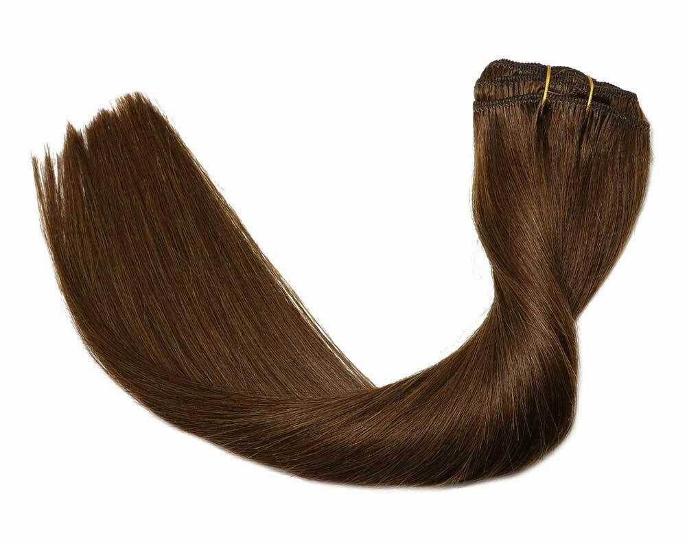 Double Weft Real Human Hair Extensions Sew in Weave Straight Silky Remy Hair100g