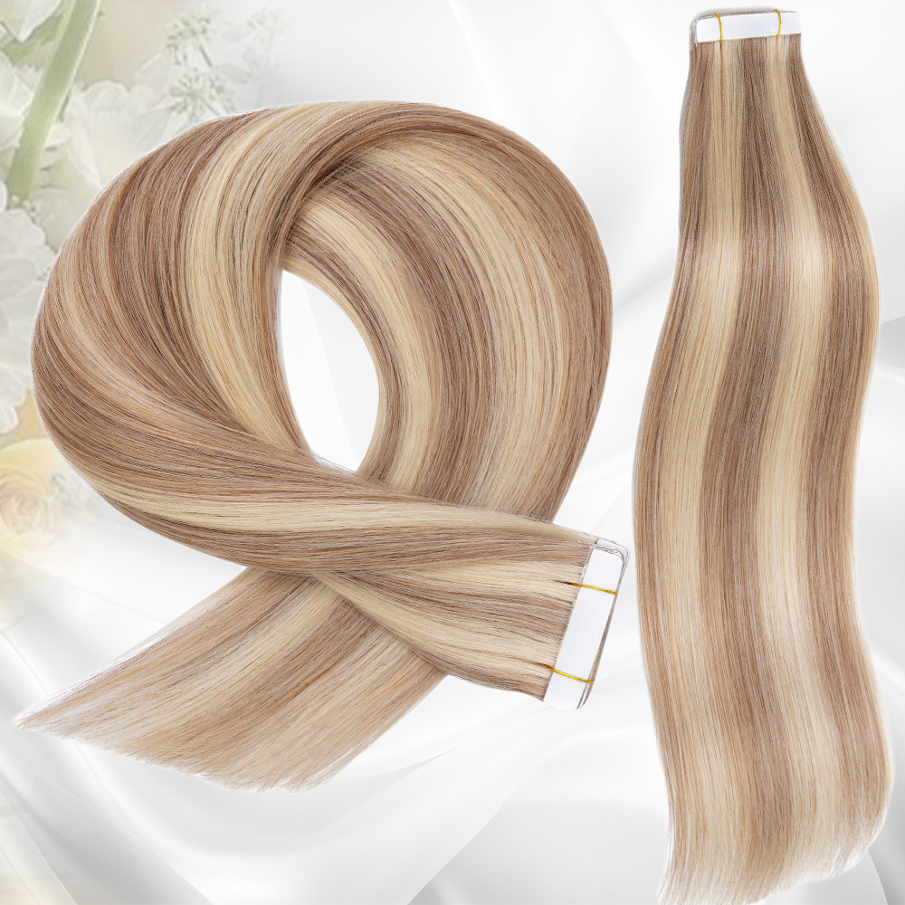80PCS 200G Tape In Human 100% Remy Hair Extensions Skin Weft Highlight Full Head