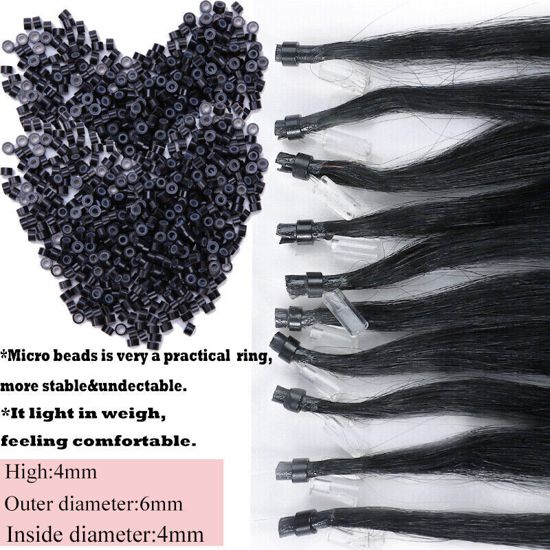 Micro Link Loop Tip Human Hair Extensions Micro Bead Remy Straight European Hair
