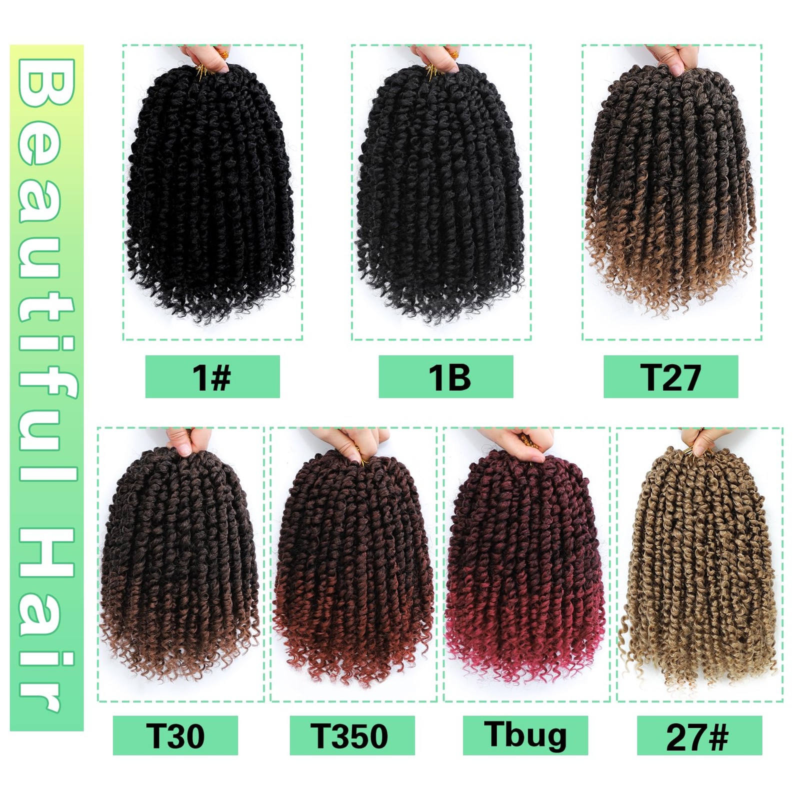 Ameli Passion Twist Crochet Hair 10 Inch Passion Twist Hair 8 Packs Pre-Twisted