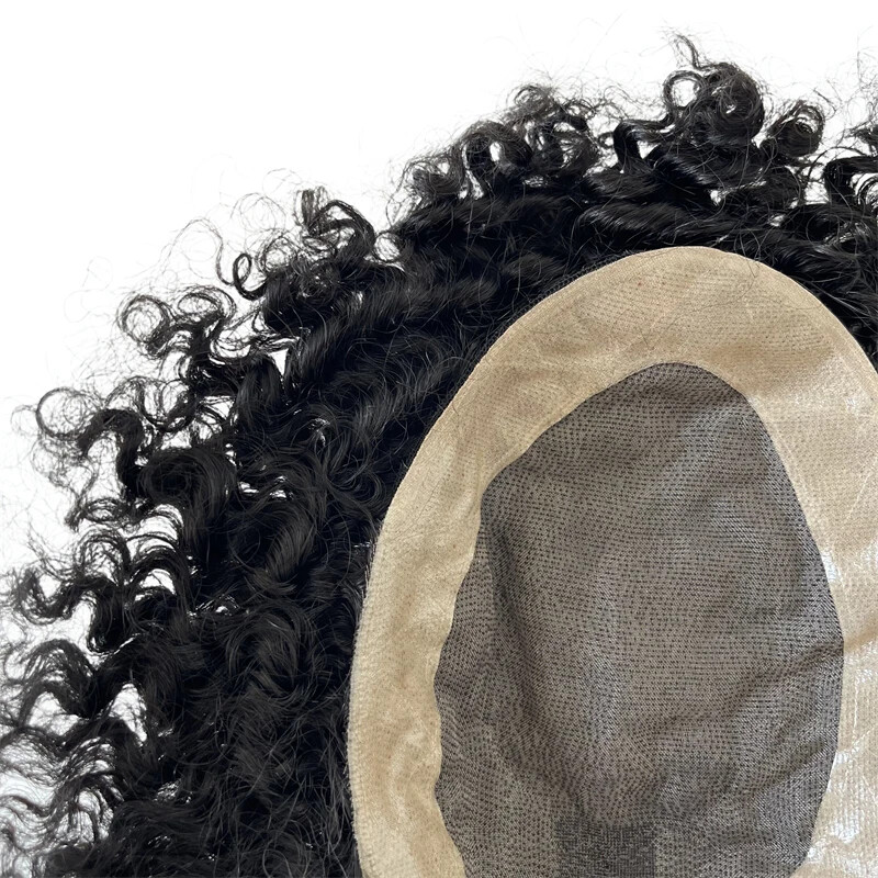 Virgin Human Hair Toupee 10mm Wave 8×10 Mono Lace Unit for Black Men