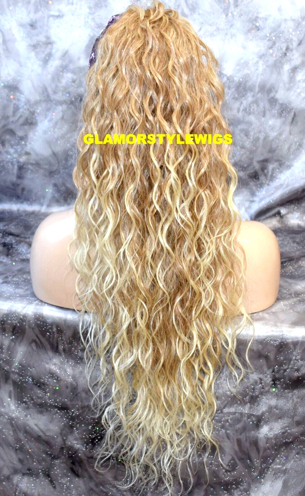 HUMAN HAIR BLEND PONYTAIL HAIR PIECE EXTENSION CURLS MEDIUM BLONDE MIX #T27.613