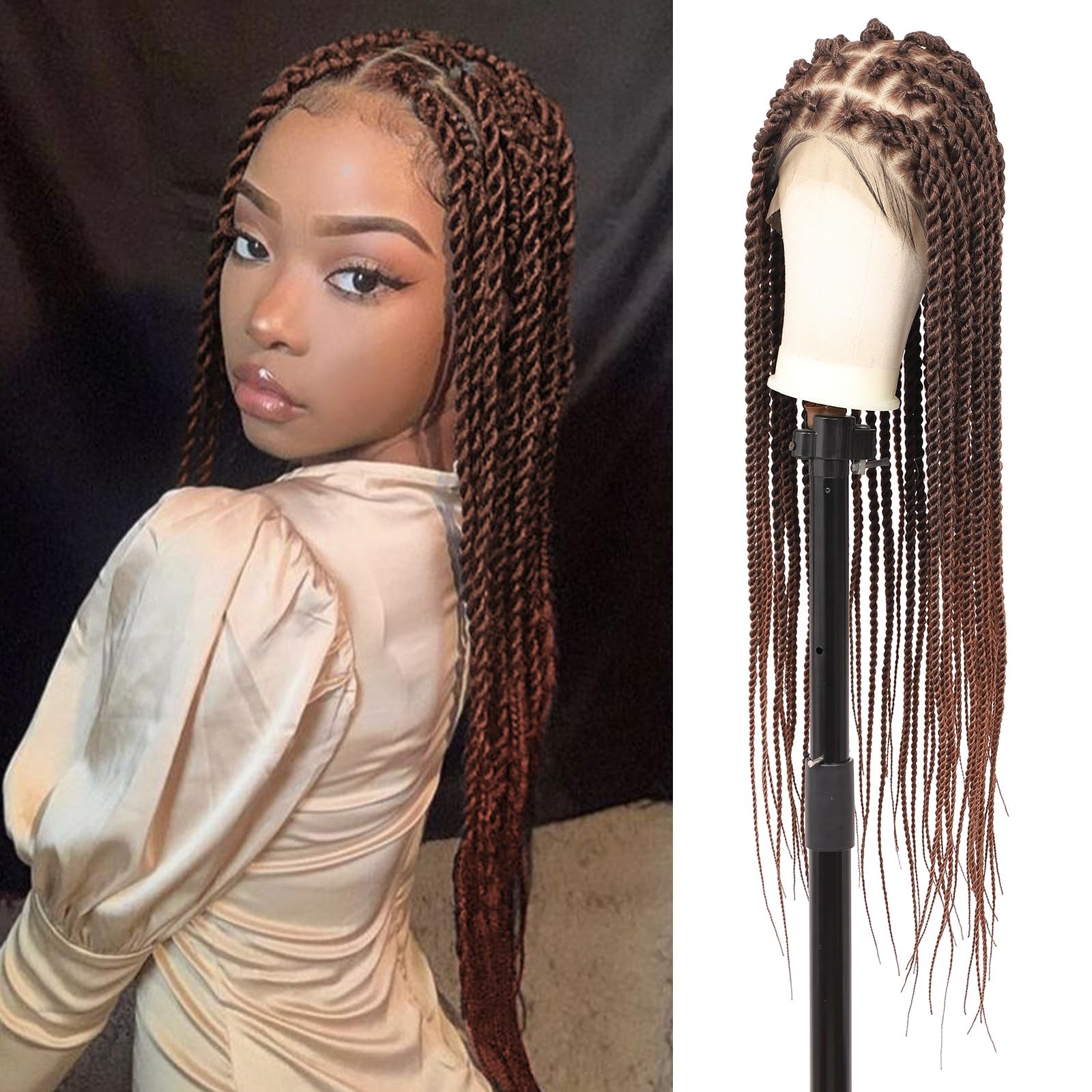 Youthfee 360 Hd Full Lace Braided Wigs Knotless Twist Braided Wig For Women