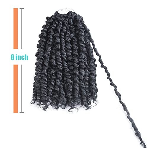 Short Passion Twist Hair 8 Inch, 8 Packs Pre-twisted 8 Inch (Pack of 8) 1B#