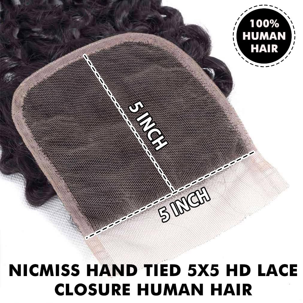 5×5 HD Lace Closure Human Hair Kinky Curly 10 Inch Lace Closure Pre Plucked Free