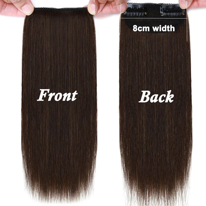 Dark Brown Invisible 2 Clips Hair Pad/Patch 8 Inches Long