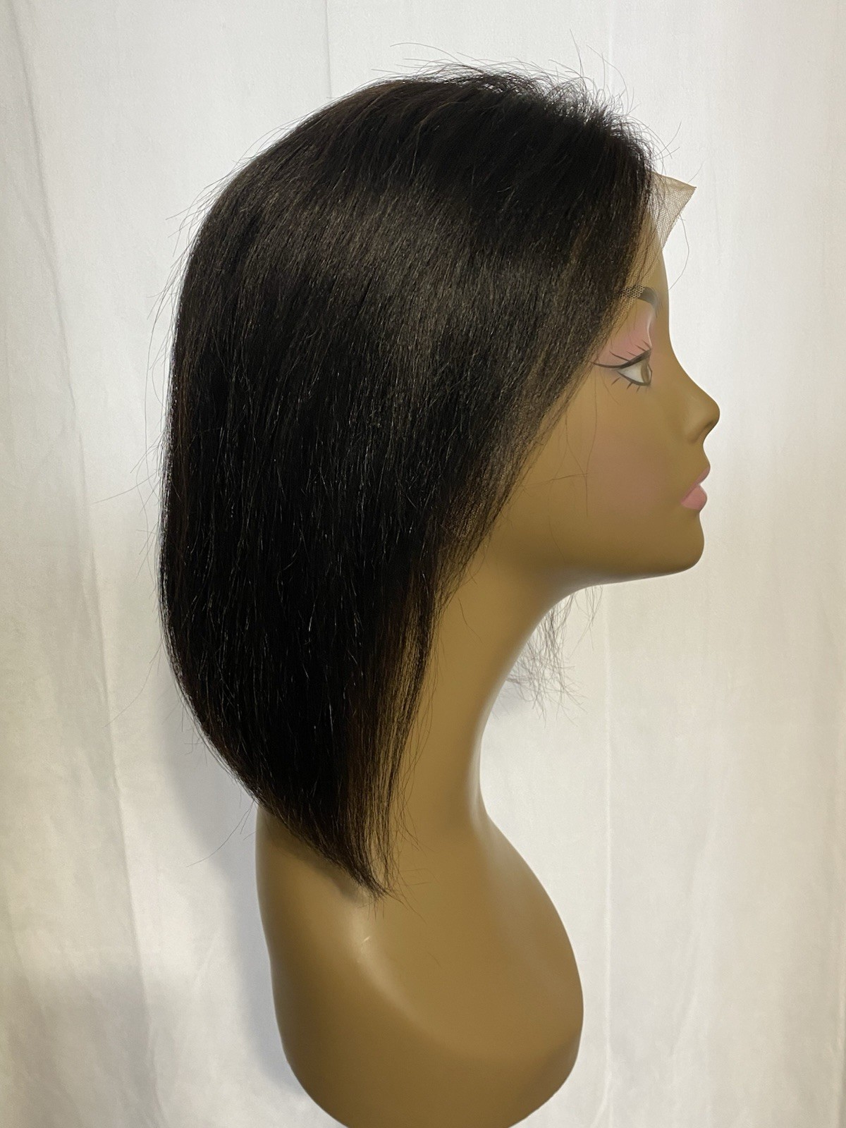 10” HD Lace Front Bob Wig 13×4 Pre Plucked Yaki Human Hair Black Natural Density