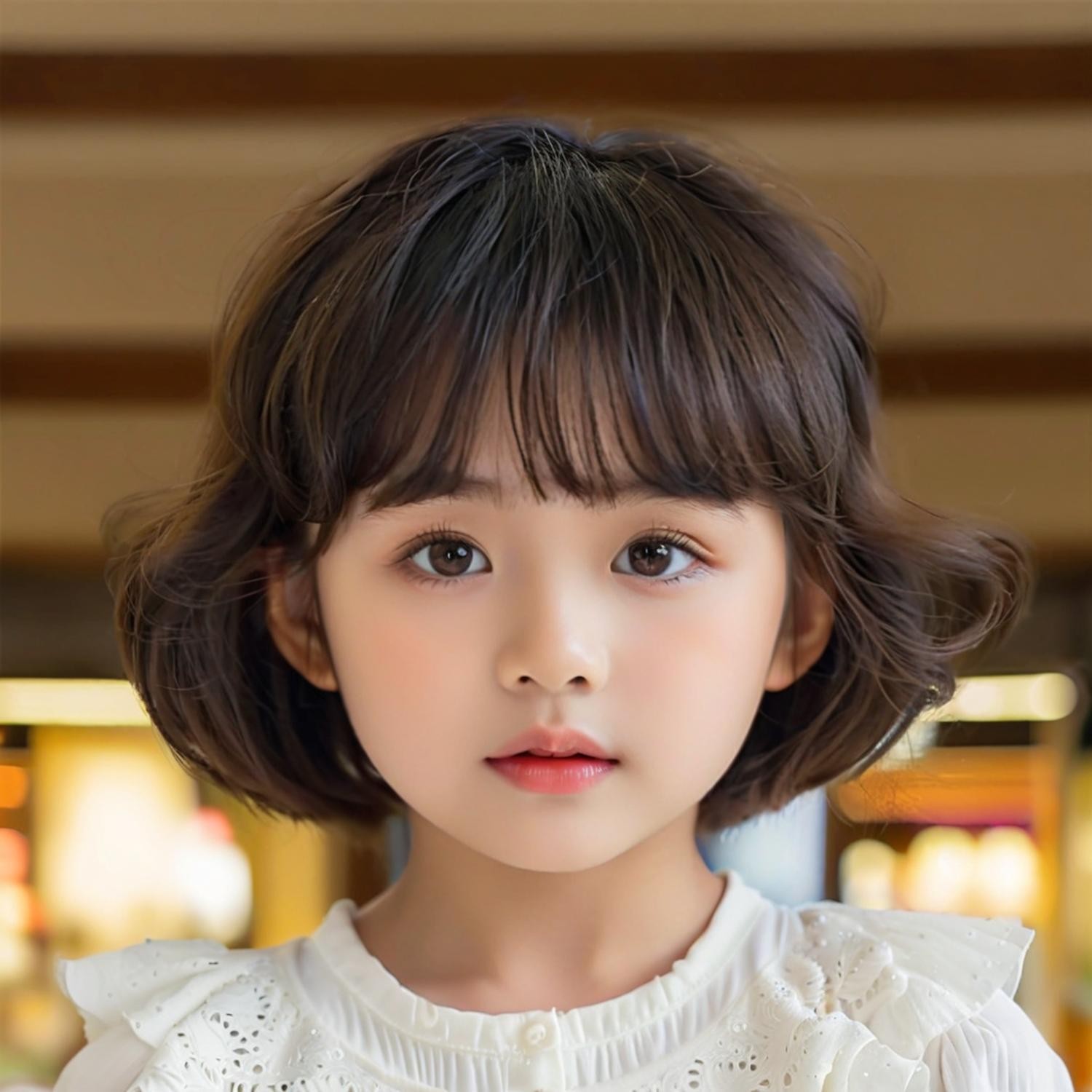 New Wig for Kids with Bangs Girls Short Curly Wavy Wig Synthetic Hair Wigs